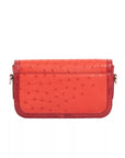Caia Crossbody in Scarlet Red Ostrich & Flame Red Ostrich Leg Trim