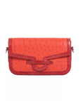 Caia Crossbody in Scarlet Red Ostrich & Flame Red Ostrich Leg Trim