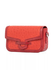 Caia Crossbody in Scarlet Red Ostrich & Flame Red Ostrich Leg Trim