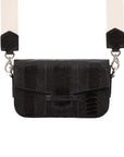 Caia Crossbody in Black Ostrich Leg
