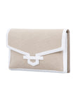 Oria in White Ostrich & Beige Canvas