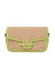 Caia Crossbody in Chartreuse Ostrich & Raffia