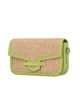 Caia Crossbody in Chartreuse Ostrich & Raffia