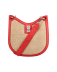 Mini Nova in Natural Raffia & Scarlet Red Ostrich