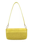 Deya in Warm Olive Ostrich Leg & Yellow Raffia
