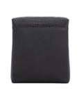 Black crocodile textured messenger bag on a white background