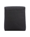Black ostrich textured messenger bag on a white background