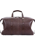Large kango brown ostrich bag on a white background