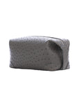 Anthracite ostrich textured pouch on a white background