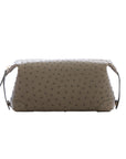 Forest Green ostrich textured pouch on a white background