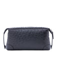 Navy ostrich textured pouch on a white background