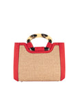 Medium Kai in Scarlet Red Ostrich & Natural Raffia