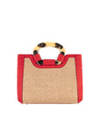 Medium Kai in Scarlet Red Ostrich & Natural Raffia