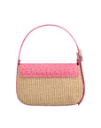 Delphine in Indian Pink Ostrich & Natural Raffia