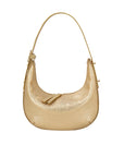 Gold handbag on a white background