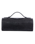 Black crocodile textured watch box on a white background