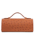 Cognac ostrich textured watch box on a white background