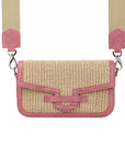 Caia Crossbody in Light Pink Ostrich Leg & Raffia