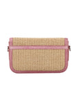 Caia Crossbody in Light Pink Ostrich Leg & Raffia