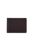 Dark brown crocodile-patterned wallet on a white background