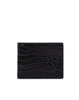 Black crocodile-textured wallet on a white background