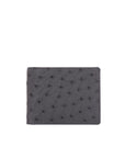 Anthracite ostrich-textured wallet on a white background