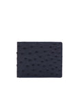 Navy ostrich-textured wallet on a white background