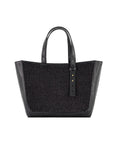 Small Davy Tote in Black Raffia & Black Ostrich Leg