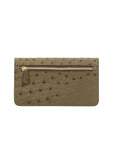 Jungle green ostrich-textured wallet on a white background