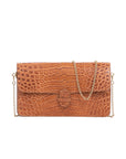 Accordion Crossbody Wallet in Cognac Crocodile