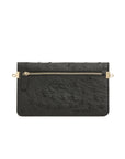 Accordion Crossbody Wallet in Black Ostrich