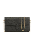 Accordion Crossbody Wallet in Black Ostrich