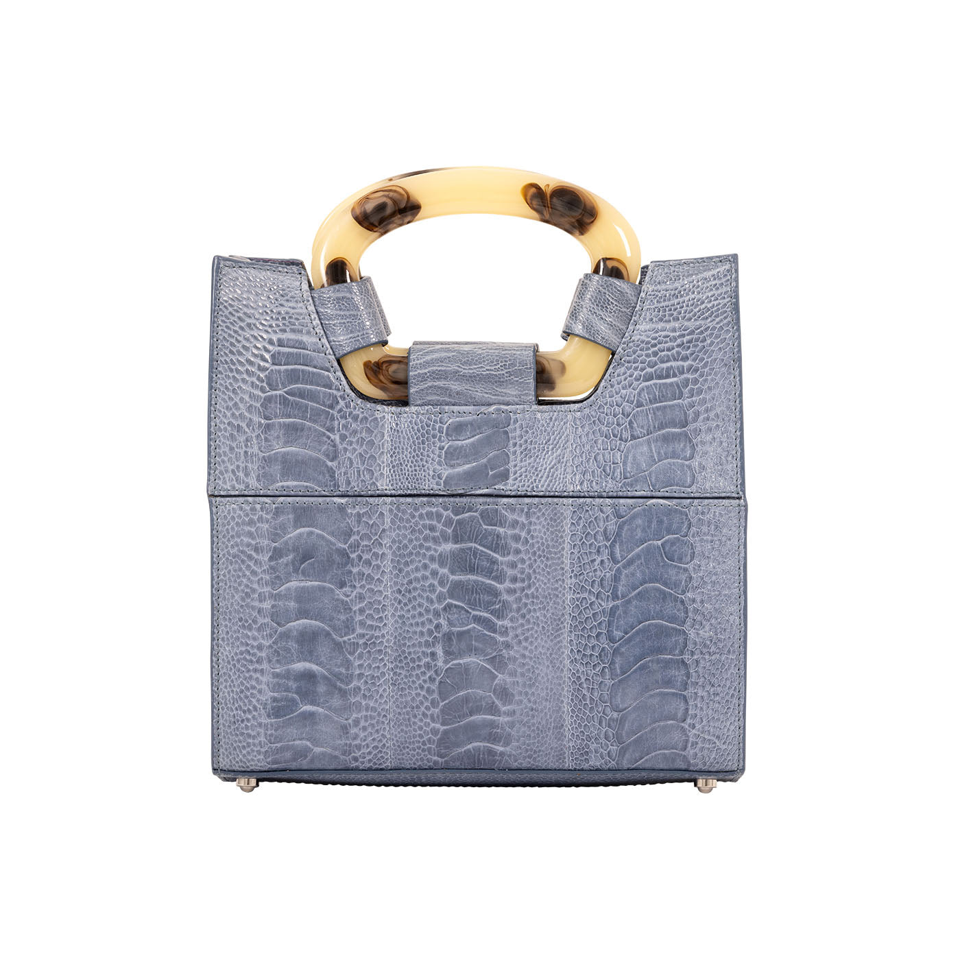 Blue textured handbag on a white background
