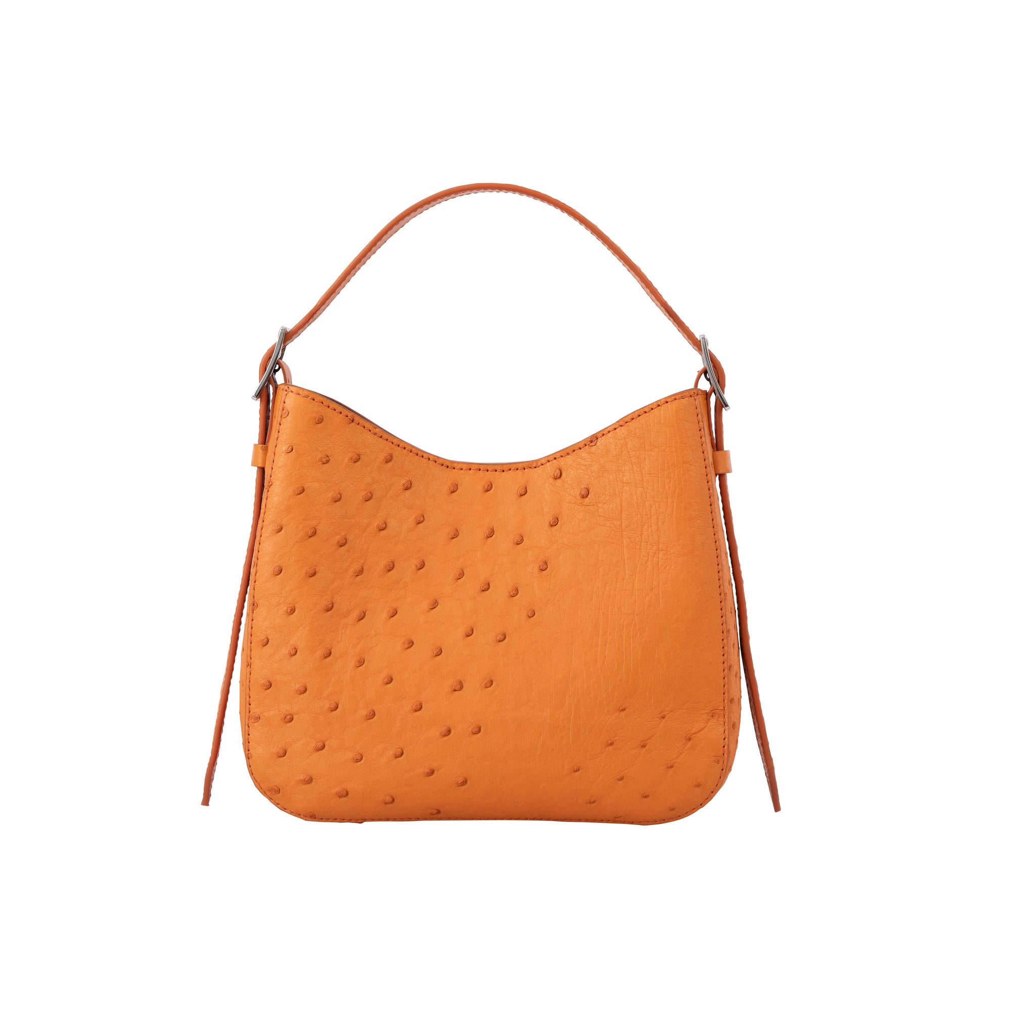 Apricot ostrich-textured handbag with snake skin pattern on a white background