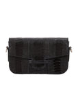 Caia Crossbody in Black Ostrich Leg