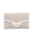 Oria in White Ostrich & Beige Canvas