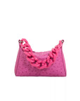 Lola in Hot Pink Ostrich with a Pink Resin Chain