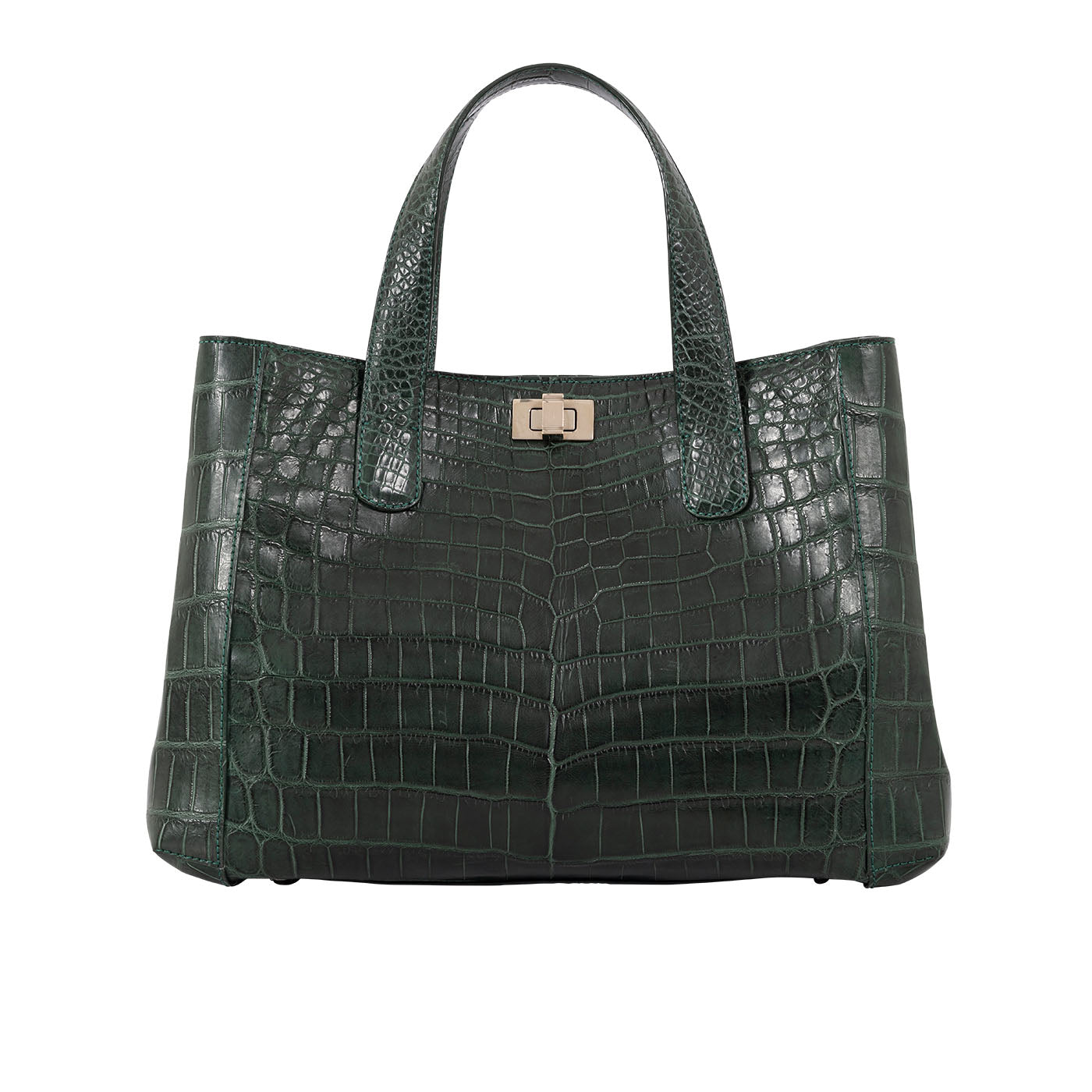 Green ostrich-patterned handbag with a shoulder strap on a white background