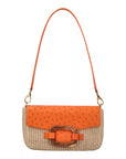 Deya in Tangerine Ostrich & Raffia