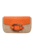 Deya in Tangerine Ostrich & Raffia