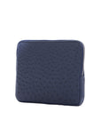 Navy ostrich textured zippered laptop case on a white background