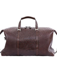Large kango brown ostrich bag on a white background