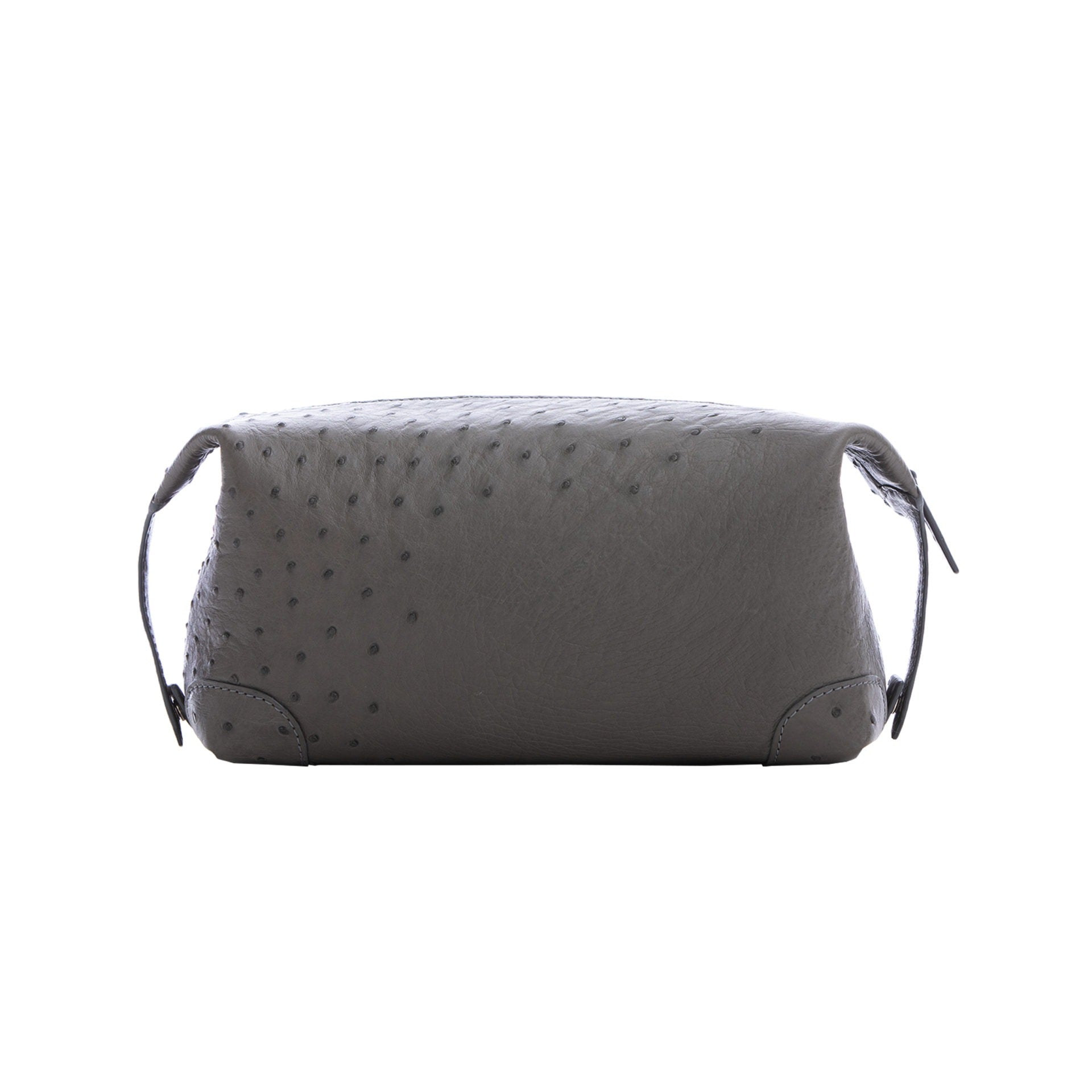Anthracite ostrich textured pouch on a white background