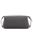 Anthracite ostrich textured pouch on a white background