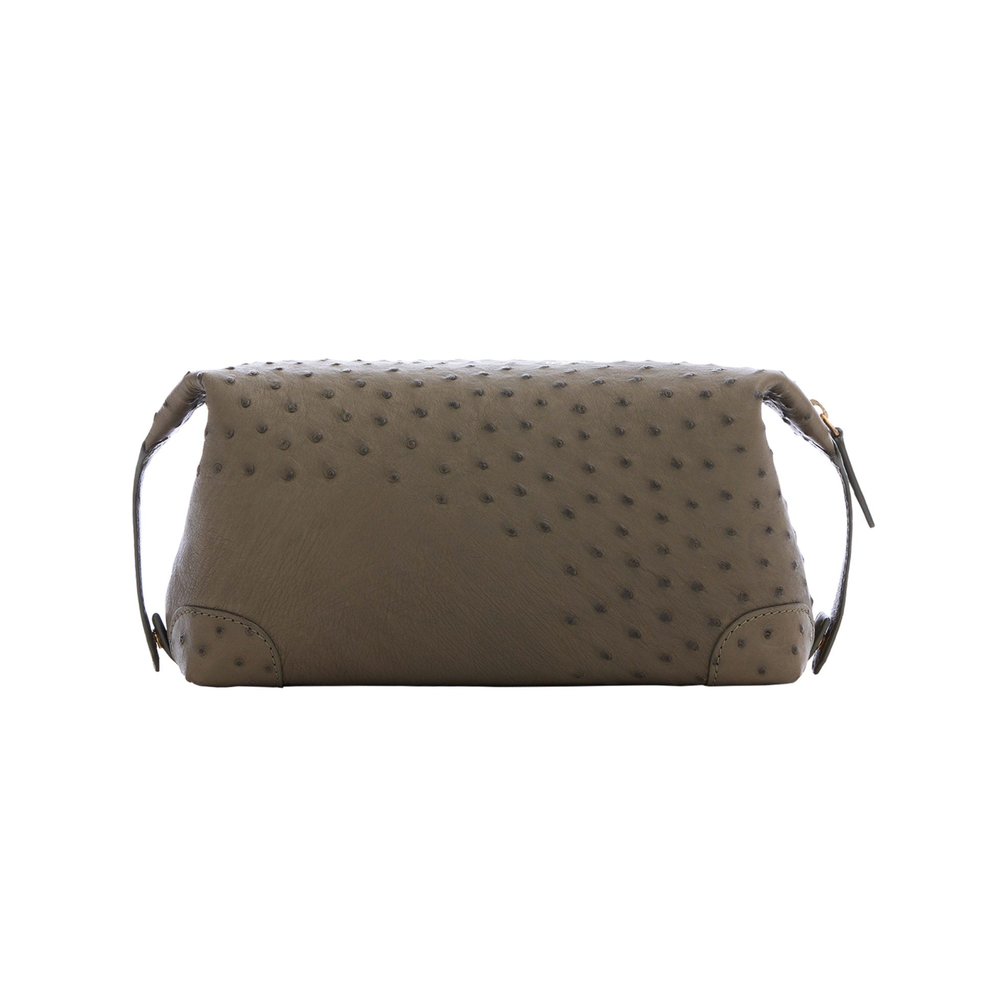 Forest Green ostrich textured pouch on a white background