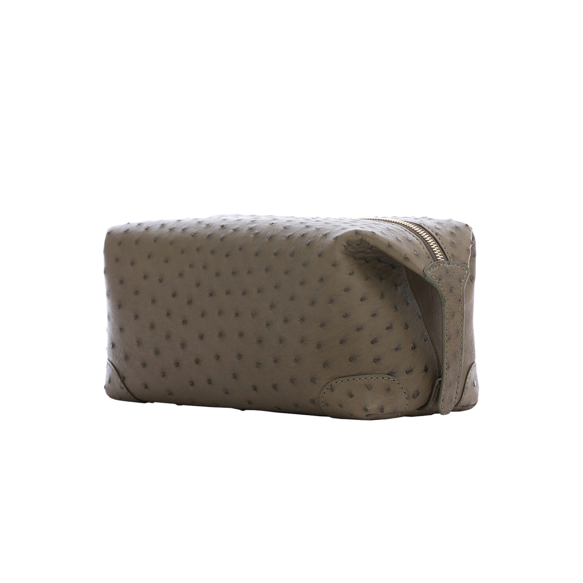 Forest Green ostrich textured pouch on a white background
