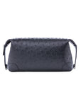 Navy ostrich textured pouch on a white background
