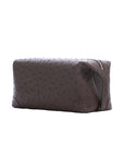 Brown ostrich textured pouch on a white background