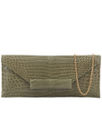 Nile Clutch In Forest Green Crocodile