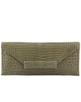 Nile Clutch In Forest Green Crocodile